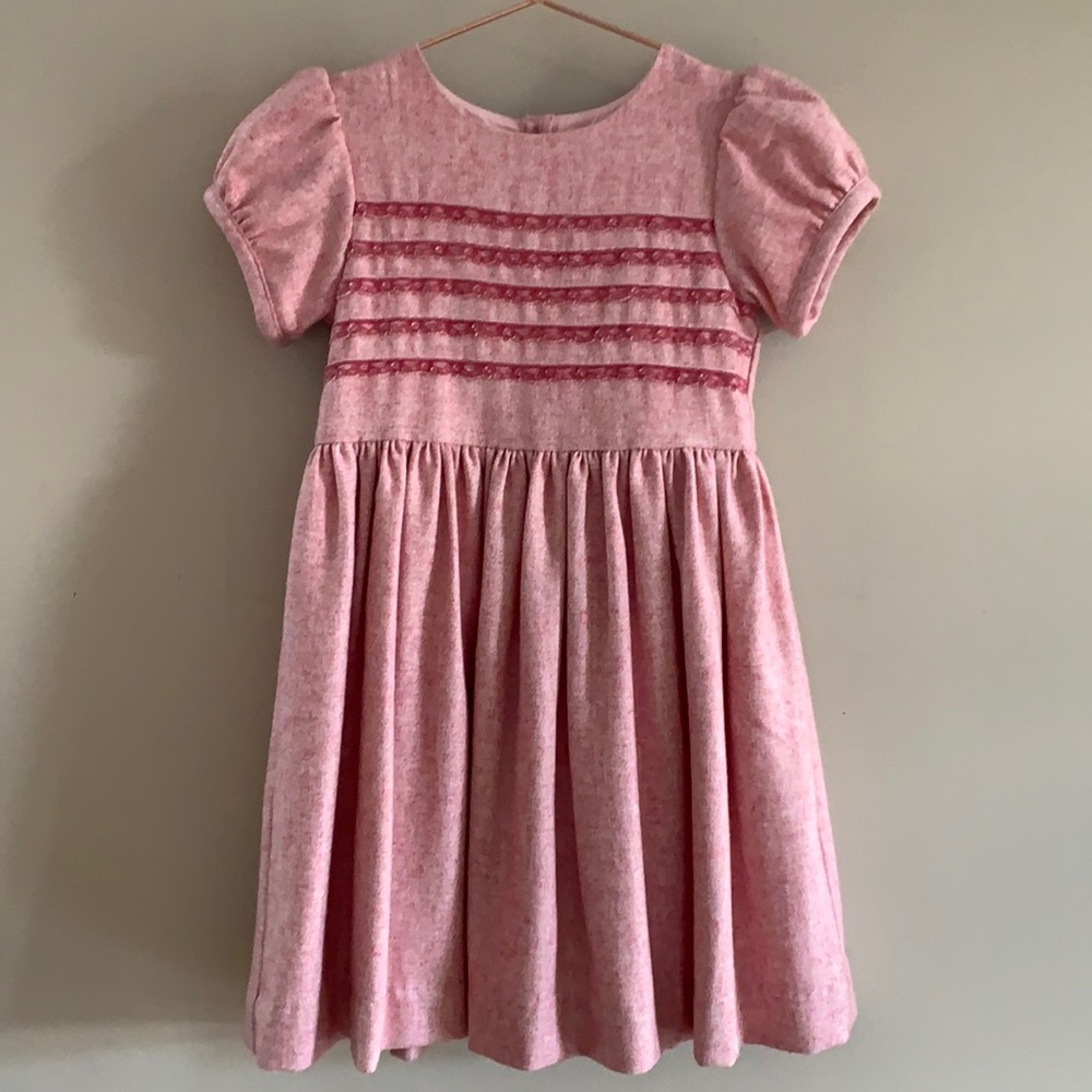 Rachel Riley pink wool velvet holiday dress sz 4